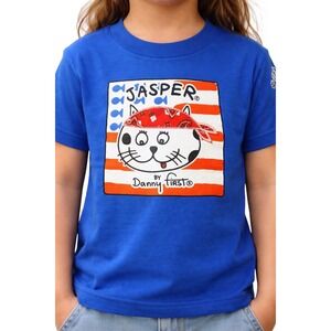 Danny First Jasper the Cat Vintage Royal Blue Graphic Tee Shirt XS USA Made